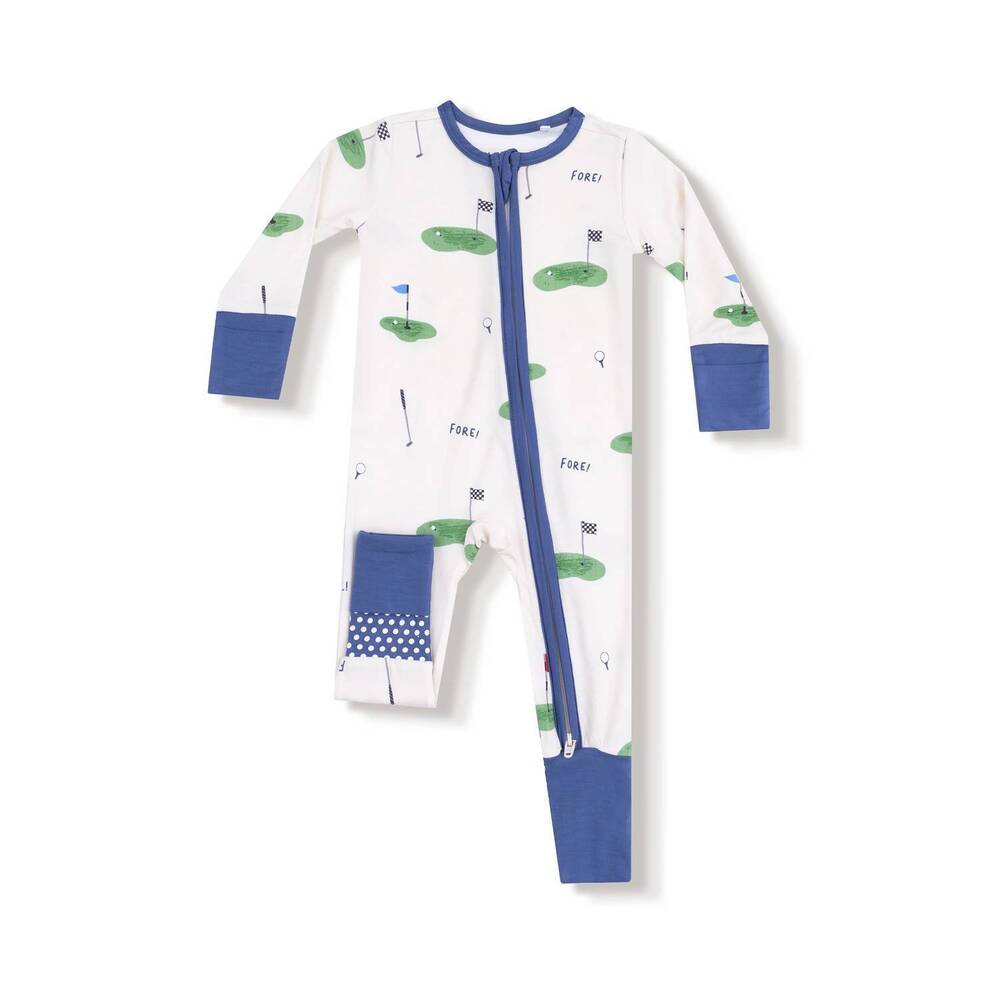 NEW ANGEL DEAR boys two way zipper romper in all fore golf